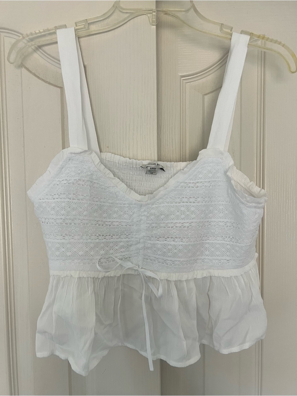 American Eagle Outfitters White Lace Peplum Tank